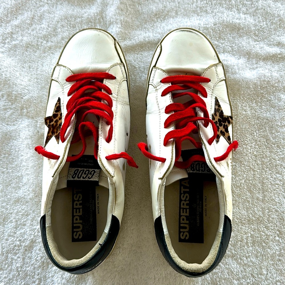 Golden Goose Super-Star Leather with Pony Skin Star, Red Laces Women’s Size 41 - Picture 2 of 8